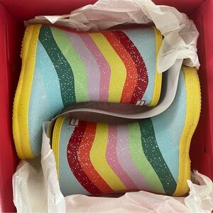 NIB Hunter Kids Original First Classic Rainbow Glitter Sky Stripe Size 12B/13G